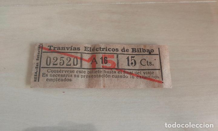 Collectionnisme Billets de transport: Billete CAPICUA tranvias electricos de Bilbao. 15 c&eacute;ntimos. A 16