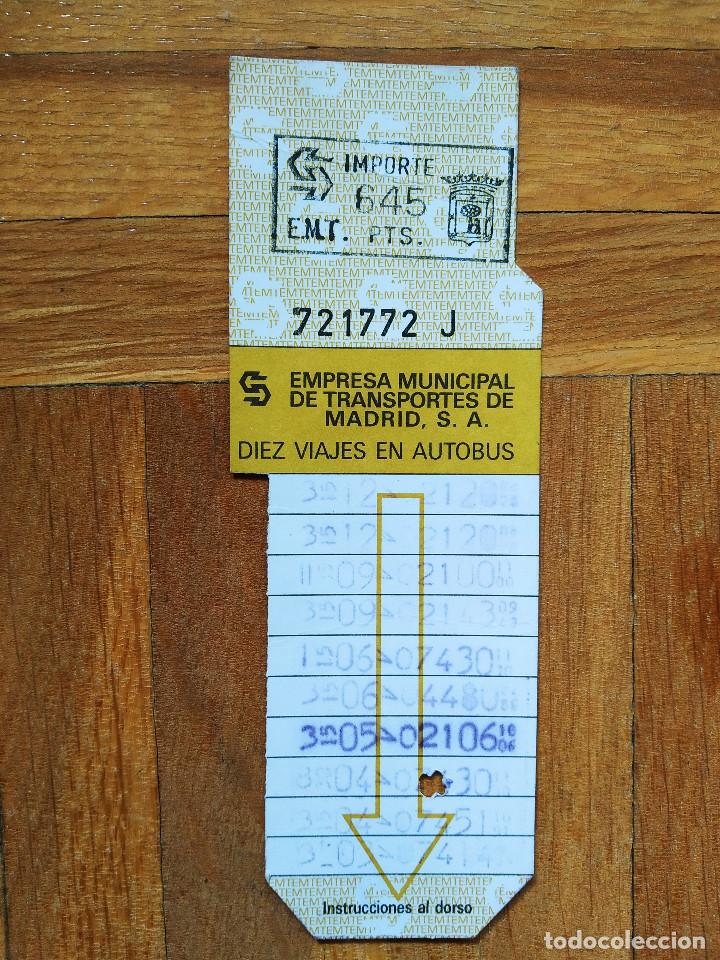 Collectables Transport Tickets: BILLETE AUTOBUS EMT DE MADRID 645 PESETAS -- LETRA J PUBLICIDAD PANS & COMPANY VER FOTOS