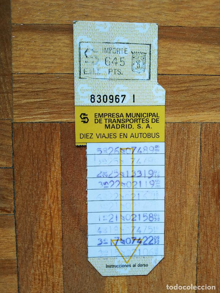 Collectables Transport Tickets: BILLETE AUTOBUS EMT DE MADRID 645 PESETAS -- LETRA I VER FOTOS