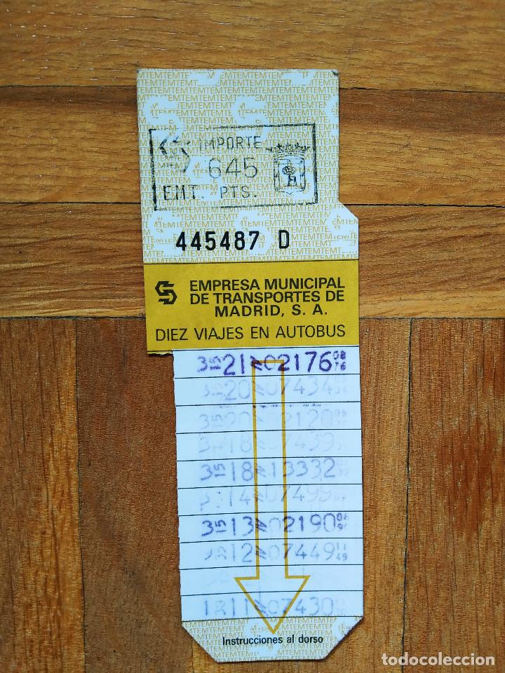 Coleccionismo Billetes de transporte: BILLETE AUTOBUS EMT DE MADRID 645 PESETAS -- LETRA D VER FOTOS