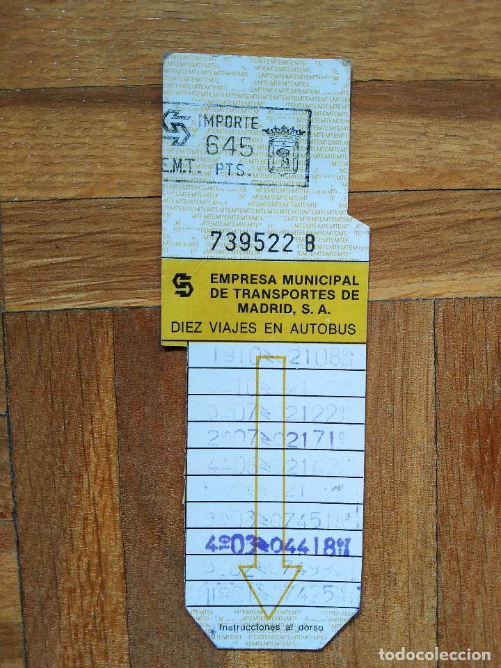 Coleccionismo Billetes de transporte: BILLETE AUTOBUS EMT DE MADRID 645 PESETAS -- LETRA B VER FOTOS