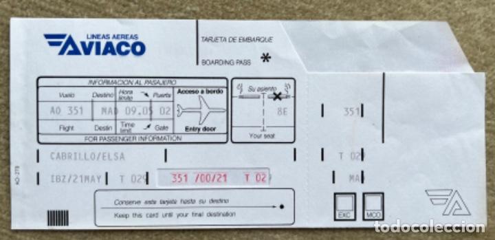Collectionnisme Billets de transport: Aviaco l&iacute;nea a&eacute;rea - Tarjeta de embarque destino Madrid