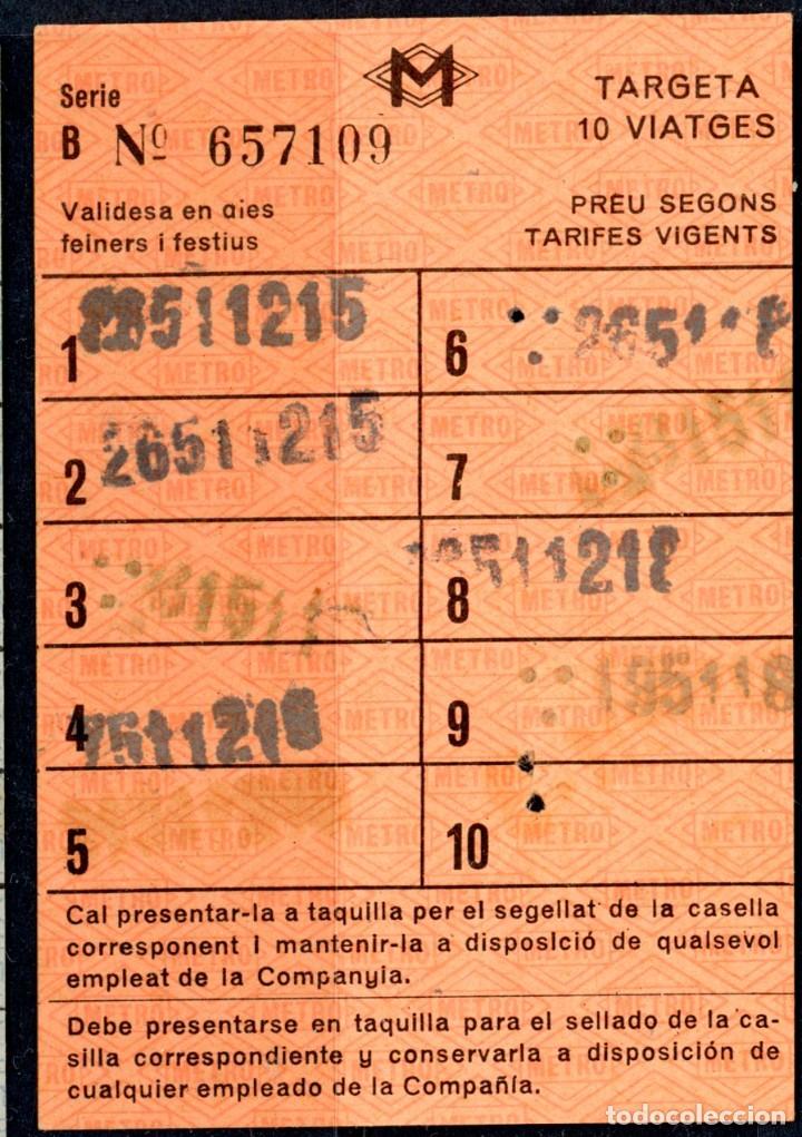 Collectionnisme Billets de transport: (F36/6) TARJETA 10 VIAJES METRO DE BARCELONA / S36