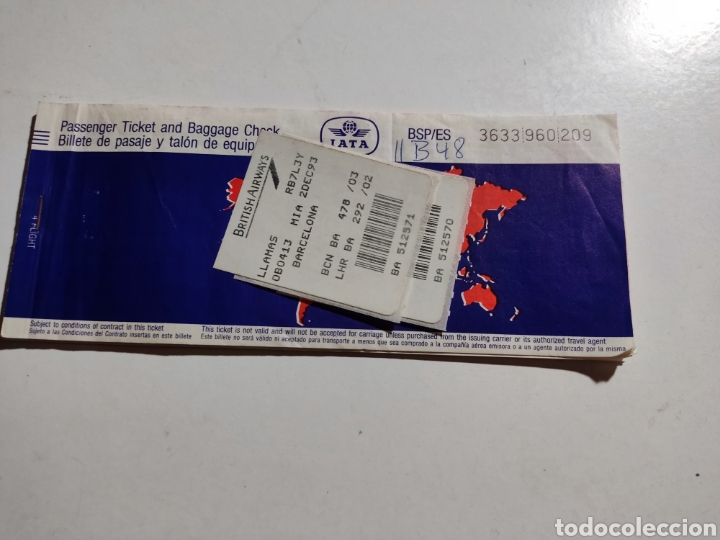 Collectionnisme Billets de transport: Billete de pasaje etiqueta British airways y Iberia