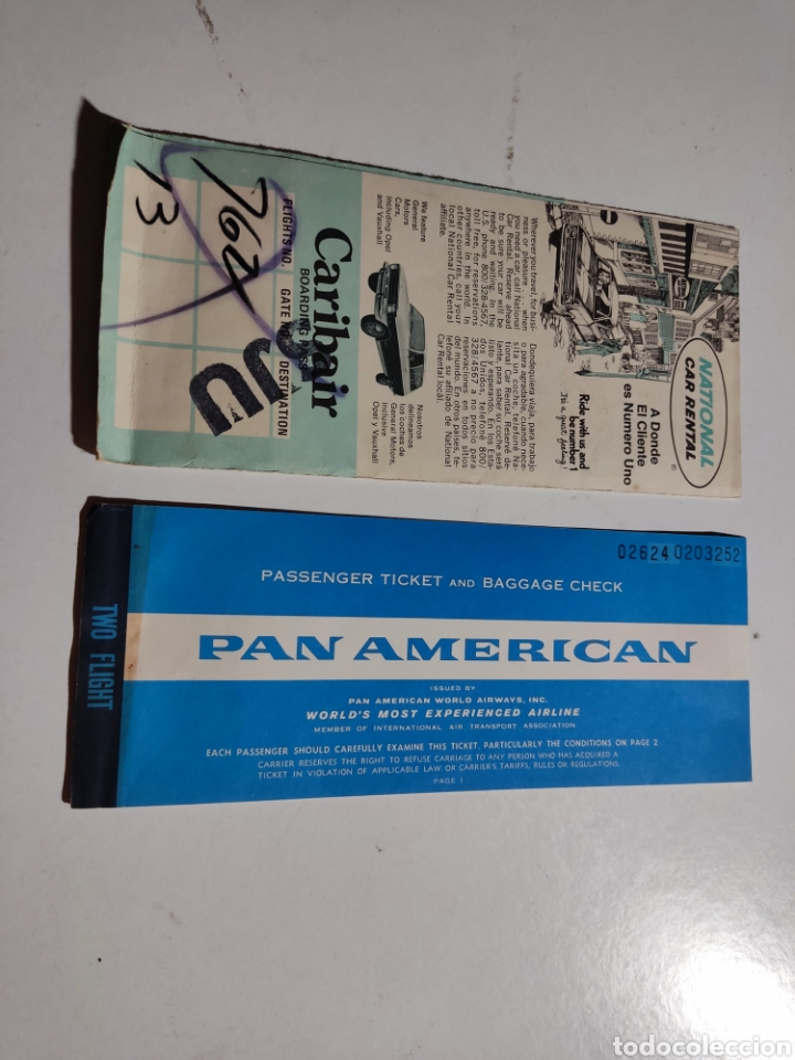 Collectables Transport Tickets: Ticket Pasaje pan american publicidad natinal car rent