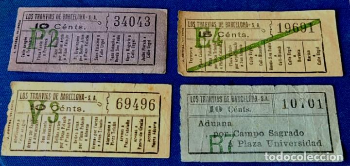 Collectables Transport Tickets: CUATRO Capic&uacute;as en billetes de &rdquo;Los tranv&iacute;as de Barcelona&rdquo;