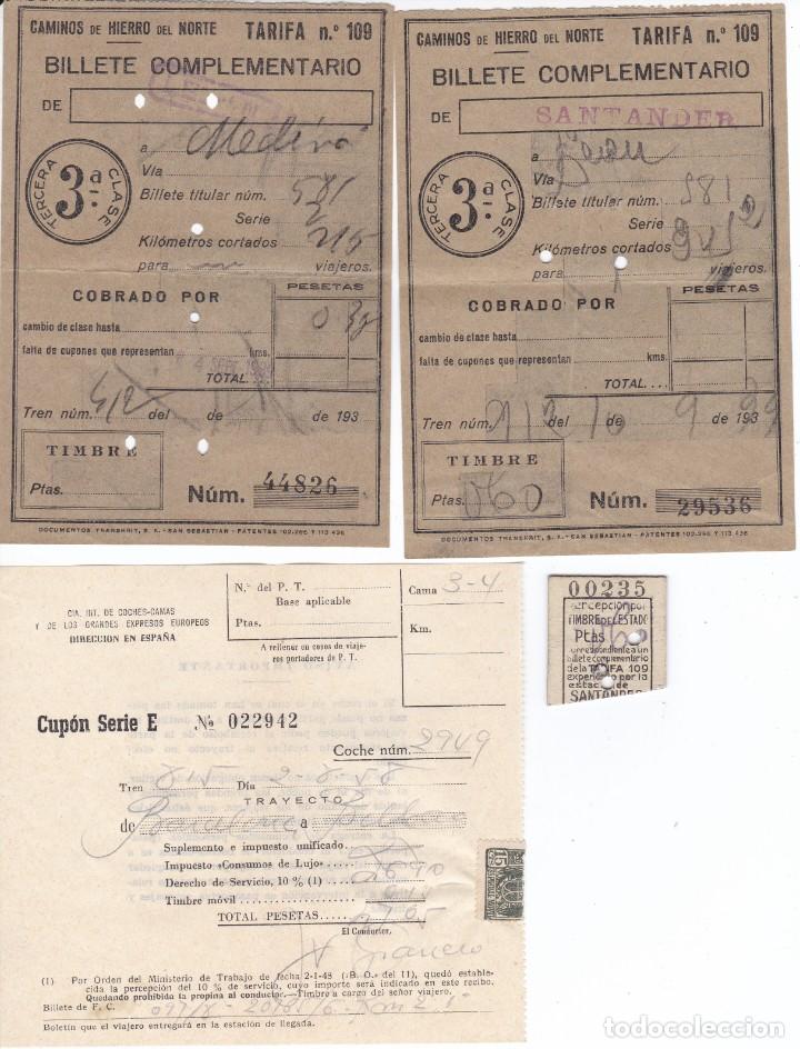 Coleccionismo Billetes de transporte: LOTE DE BILLETES DE TREN CAMINOS DE HIERRO DEL NORTE DEL A&Ntilde;O 1939 Y OTROS A&Ntilde;OS