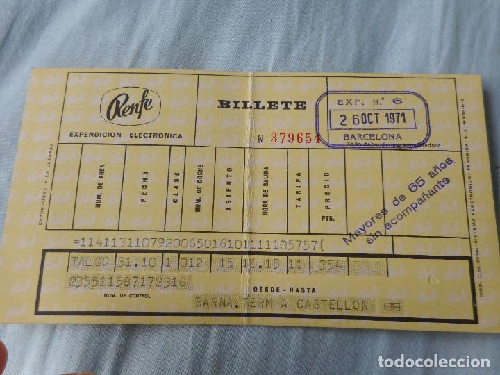 Coleccionismo Billetes de transporte: ANTIGUO BILLETE RENFE FERROCARRILES BARCELONA CASTELLON 1971