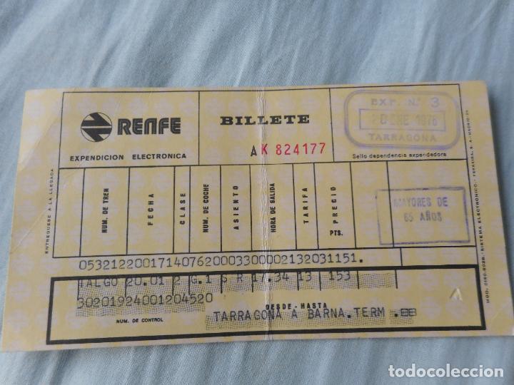 Coleccionismo Billetes de transporte: ANTIGUO BILLETE RENFE FERROCARRILES TARRAGONA BARCELONA 1976
