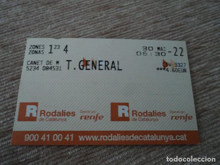 Coleccionismo Billetes de transporte: titulo de transporte de renfe rodalies, canet de mar