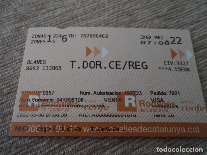 Coleccionismo Billetes de transporte: titulo de transporte de renfe rodalies, blanes