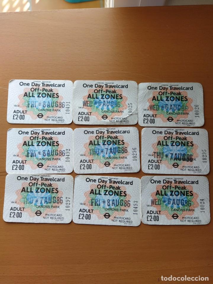Coleccionismo Billetes de transporte: 9 ONE DAY TRAVELCARD 1986