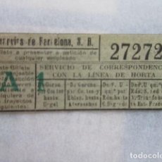 Coleccionismo Billetes de transporte: RRR --- VALE BILLETE TRANVIAS DE BARCELONA SERVICIO CORRESPONDECIA LINEA HORTA - CAPICUA 27272. Lote 352857514