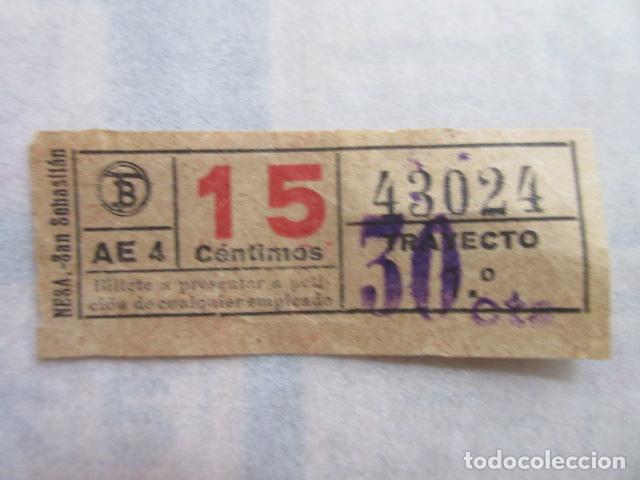 Coleccionismo Billetes de transporte: BILLETE TB TRANVIA DE BARCELONA 15 CENTIMOS SELLO SOBRE CARGA 30