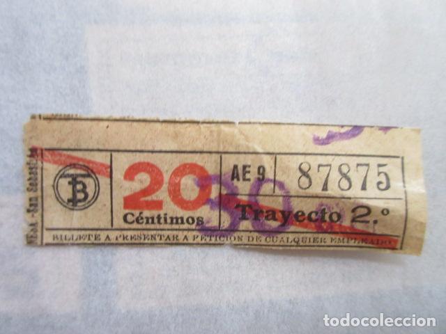 Coleccionismo Billetes de transporte: BILLETE TB TRANVIA DE BARCELONA 20 CENTIMOS SELLO SOBRE CARGA 30 MODELO SELLO 1