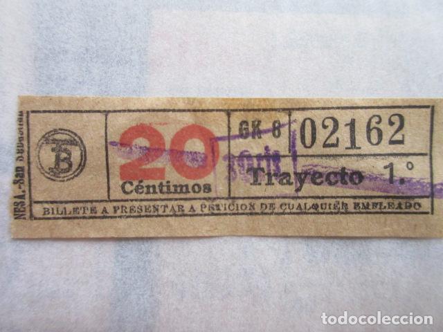 Coleccionismo Billetes de transporte: BILLETE TB TRANVIA DE BARCELONA 20 CENTIMOS SELLO SOBRE CARGA 30 MODELO SELLO 2