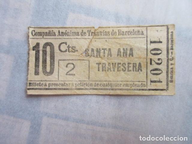 Coleccionismo Billetes de transporte: BILLETE COMPA&Ntilde;IA ANONIMA DE TRANVIA DE BARCELONA CAPICUA 10201