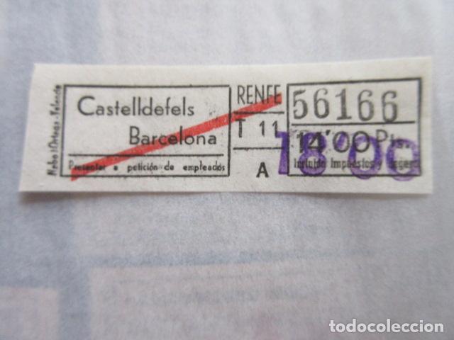 Coleccionismo Billetes de transporte: BILLETE RENFE CASTELLDEFELS BARCELONA LASTIMA 56166