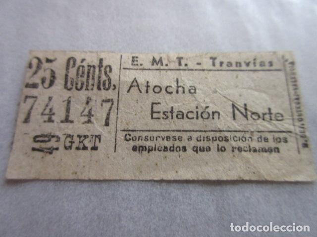 Coleccionismo Billetes de transporte: BILLETE EMT TRANVIA MADRID - VER TRAYECTOS EN FOTO - CAPICUA 74147