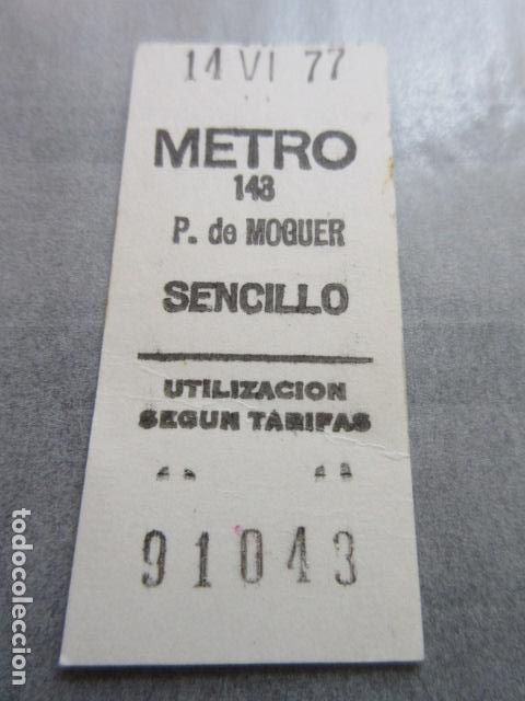 Coleccionismo Billetes de transporte: BILLETE METRO DE MADRID - PARADA P. DE MOGUER 143