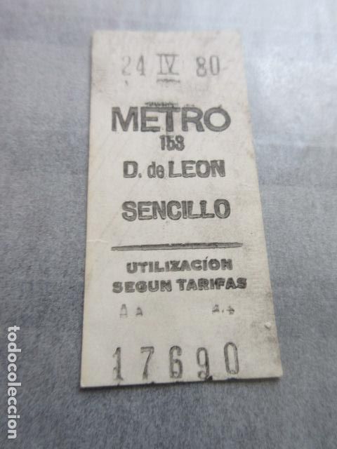 Coleccionismo Billetes de transporte: BILLETE METRO DE MADRID - PARADA D. DE LEON 153