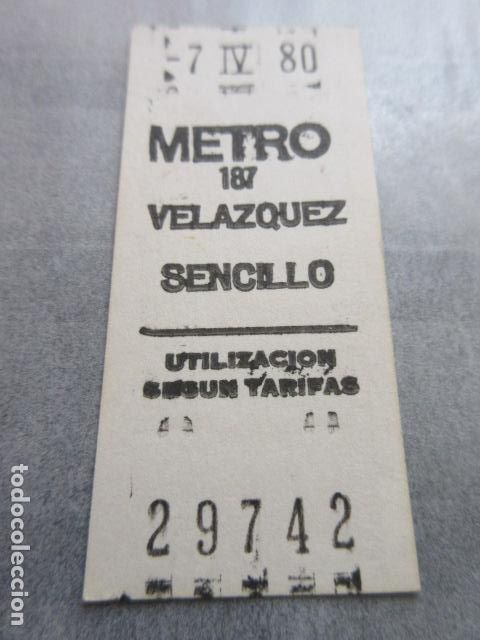 Coleccionismo Billetes de transporte: BILLETE METRO DE MADRID - PARADA VELAZQUEZ 187