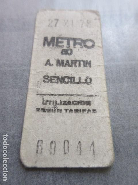 Coleccionismo Billetes de transporte: BILLETE METRO DE MADRID - PARADA A. MARTIN 50