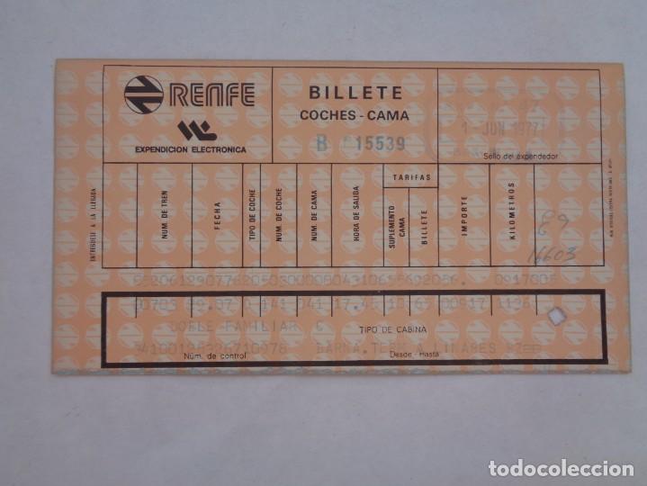 Collectables Transport Tickets: RED NACIONAL FERROCARRILES ESPA&Ntilde;OLES, RENFE: BILLETE COCHE CAMA DOBLE FAM. BARCELONA - LINARES, 1977
