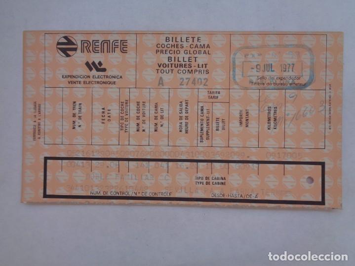 Collectables Transport Tickets: RED NACIONAL FERROCARRILES ESPA&Ntilde;OLES, RENFE: BILLETE COCHE CAMA DOBLE FAM. SEVILLA - BARCELONA, 1977