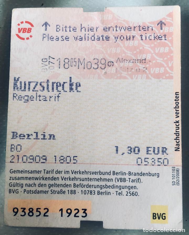 Collectables Transport Tickets: Billete de viaje Metro de Berl&iacute;n, Alemania. Septiembre 2009. Buen estado.