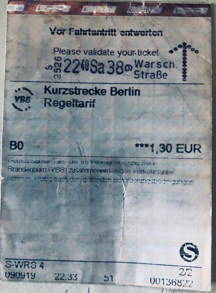 Collectables Transport Tickets: Billete de viaje Tren de Cercan&iacute;as de Berl&iacute;n, Alemania. Septiembre 2009. Buen estado.