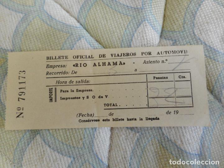 Collectables Transport Tickets: ANTIGUO BILLETE VIAJEROS AUTOMOVIL. RIO ALHAMA