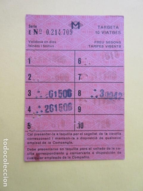 Sammeln von Fahrkarten: METRO BARCELONA TARJETA 10 VIAJES - SERIE 7 CIFRAS NARANJA