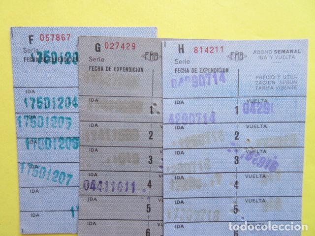 Sammeln von Fahrkarten: METRO BARCELONA TARJETA 6 VIAJES - IDA Y VUELTA FMB SERIES F G H LOTE DE 3 UNIDADES