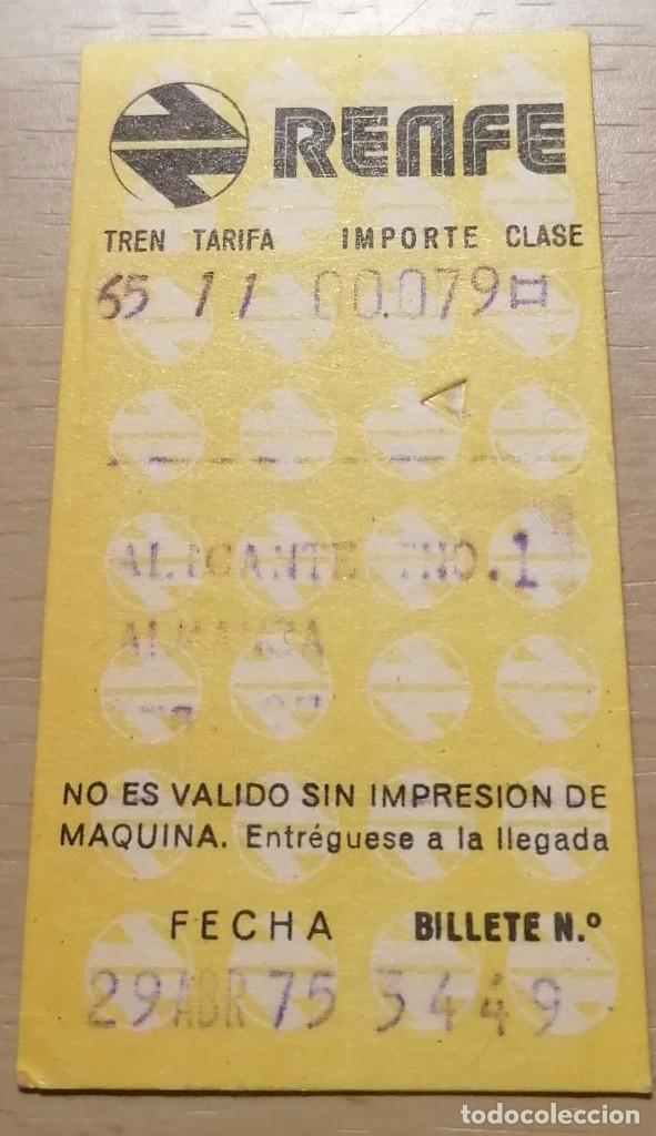 Colecionismos Bilhetes de Transporte: BILLETE RENFE 1975 ALICANTE ALMANSA