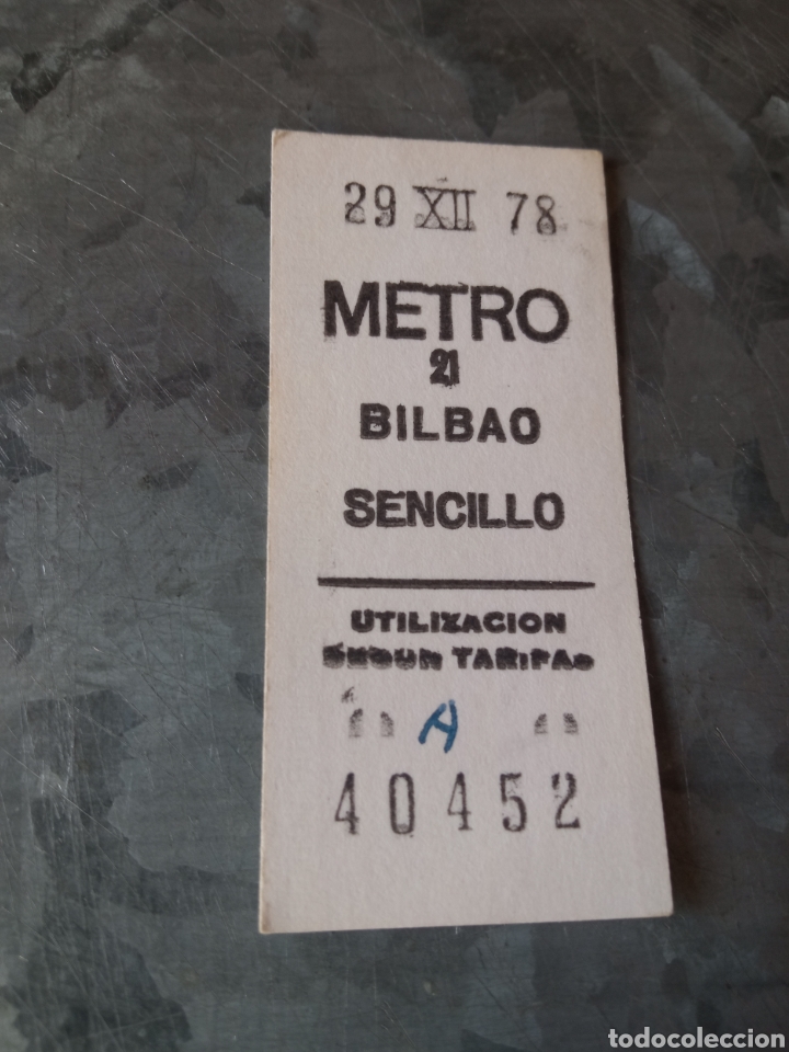 Colecionismos Bilhetes de Transporte: Billete sencillo metro Madrid, Bilbao, 1978