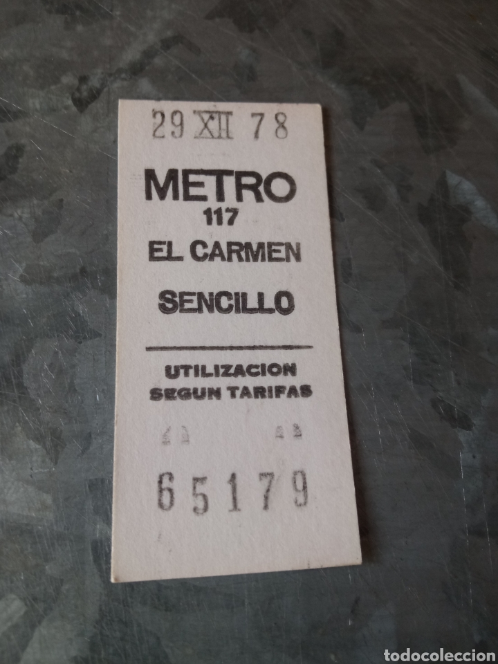Collectables Transport Tickets: Billete sencillo metro Madrid, El Carmen, 1978