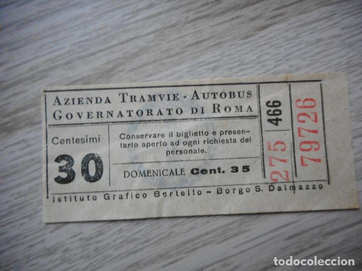 Collectables Transport Tickets: ANTIGUO BILLETE TRAMVIE AUTOBUS GOVERNATORATO DI ROMA ITALIA