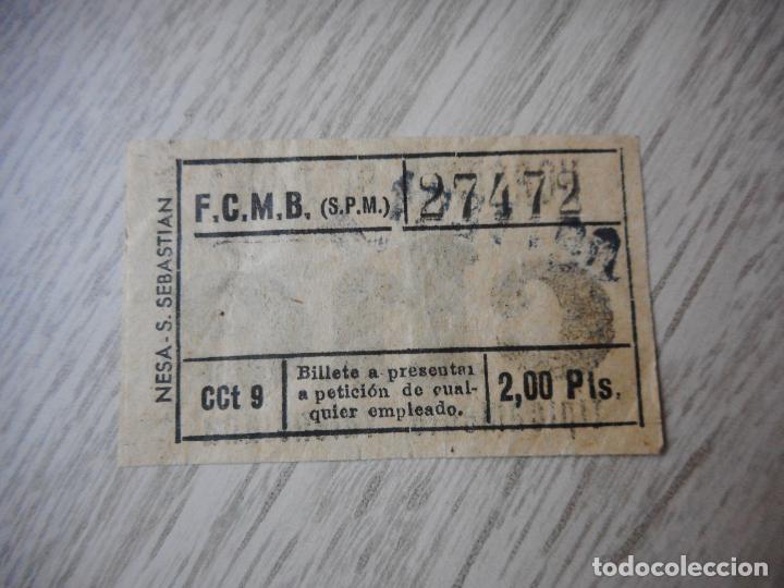Sammeln von Fahrkarten: ANTIGUO BILLETE FCMB 2 PESETAS BARCELONA CAPICUA
