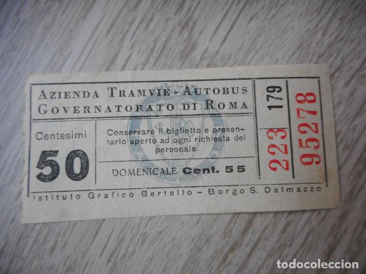 Sammeln von Fahrkarten: ANTIGUO BILLETE TRAMVIE AUTOBUS GOVERNATORATO DI ROMA ITALIA 50 CENTESIMI