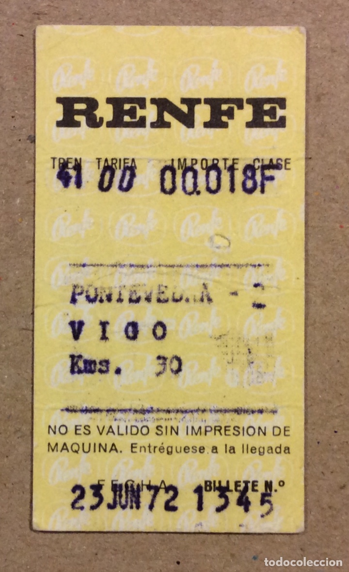 Sammeln von Fahrkarten: BILLETE RENFE PONTEVEDRA - VIGO (1972).