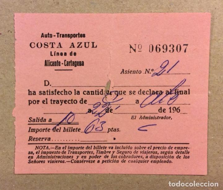Sammeln von Fahrkarten: BILLETE AUTOB&Uacute;S ALICANTE - CARTAGENA (A&Ntilde;OS 60). AUTO - TRANSPORTES COSTA AZUL.