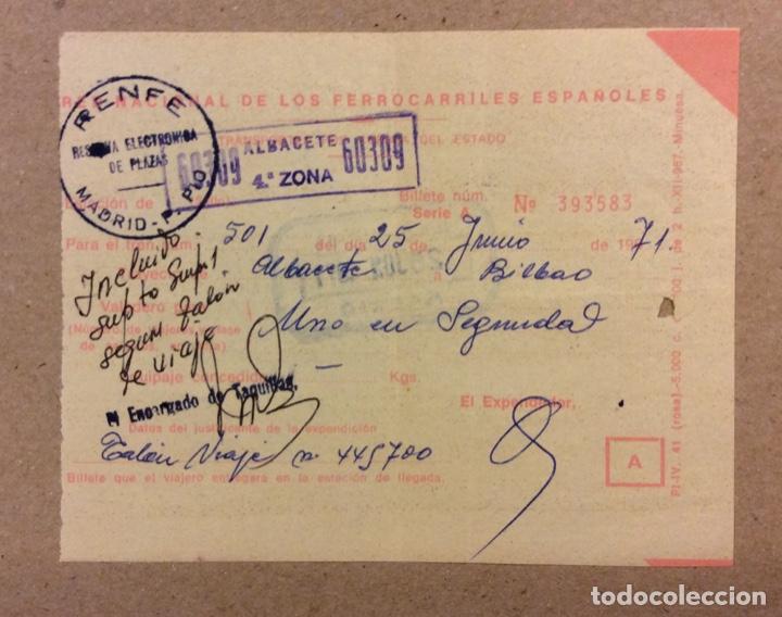 Sammeln von Fahrkarten: BILLETE TREN RENFE ALICANTE - BILBAO (1971).