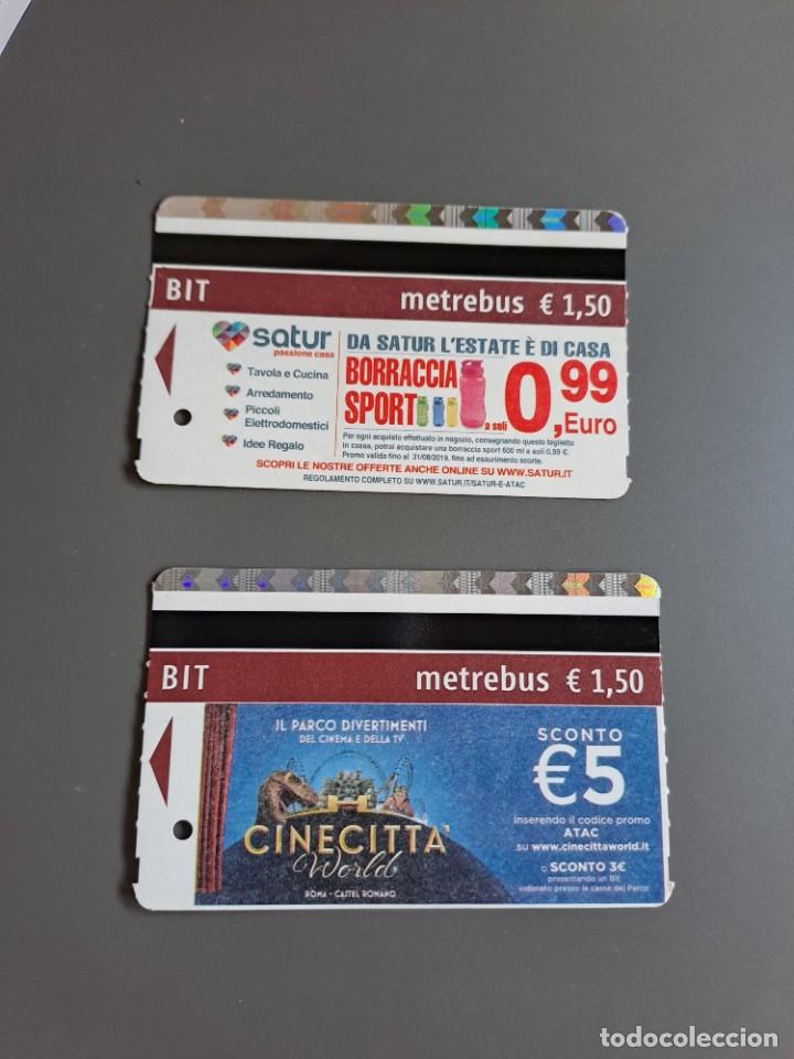 Sammeln von Fahrkarten: 2 TARJETA BONO BUS TRANSPORTE METRO ITALIA ROMA 2019 CINECITTA WORLD SATUR BILLETE TICKET TRANSPORTE