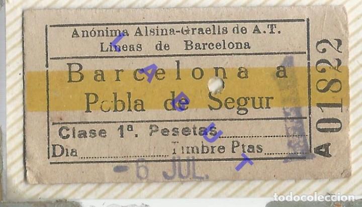 Sammeln von Fahrkarten: POBLA DE SEGUR ALSINA GRAELLS LINEA BARCELONA BILLETE DE TREN TRANSPORTE 6CM H38