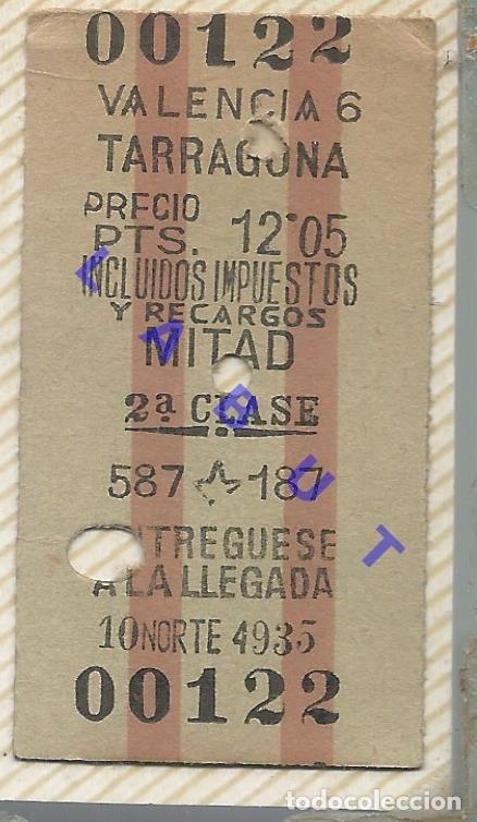 Sammeln von Fahrkarten: VALENCIA TARRAGONA BILLETE DE TREN TRANSPORTE 5CM H39