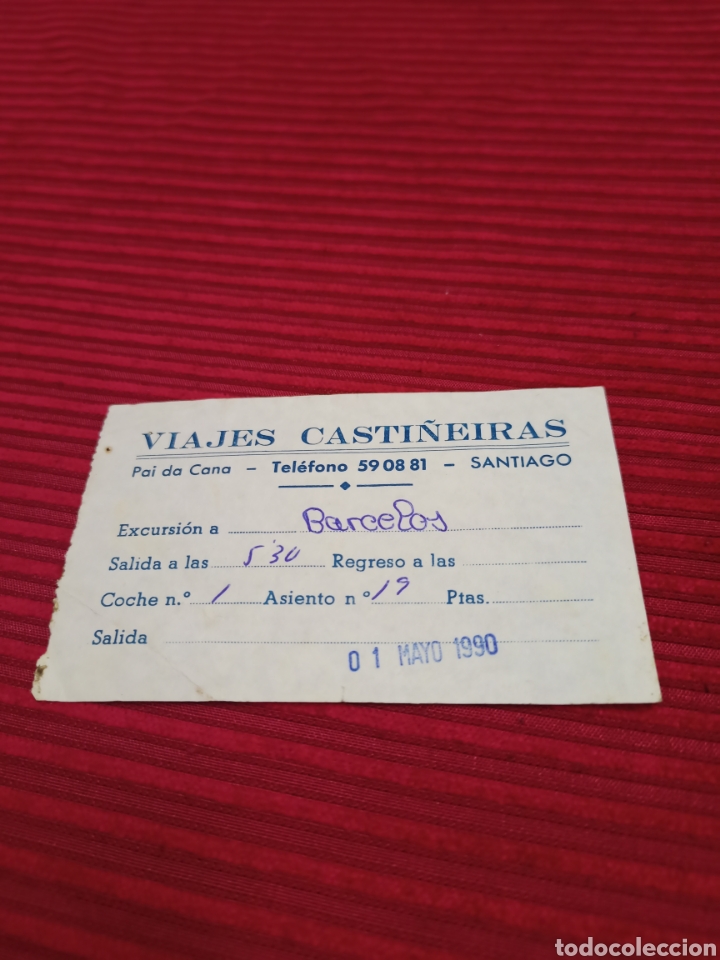 Colecionismos Bilhetes de Transporte: Antigua entrada Viajes Casti&ntilde;eiras.Santiago.A&ntilde;o 1990