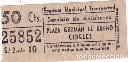 Collectables Transport Tickets: BILLETE CAPICUA AUTOBUSES 25852 PLAZA GUZMAN EL BUENO CIBELES