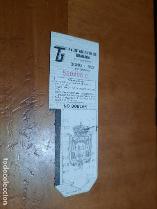 Collectables Transport Tickets: BONO BUS GRANADA. UTILIZADO. ANTIGUO. BUEN ESTADO. DIFICIL DE CONSEGUIR