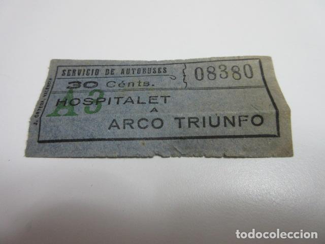Sammeln von Fahrkarten: BILLETE CAPICUA 08380 SERVICIO DE AUTOBUSES COLOR AZUL HOSPITALET ARCO TRIUNFO